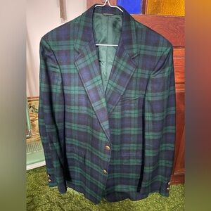 USA Union Made Plaid Blazer in Green and Blue